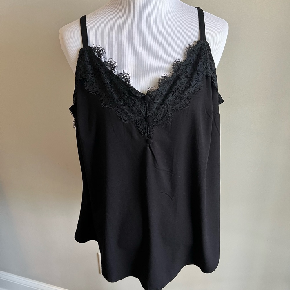 NWT Ava Stretch Challis Lace Trim Cami